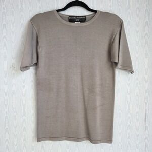 Vtg 80s Foret‎ De Framboise Womens XL Short Sleeve Sweater Silver Metallic